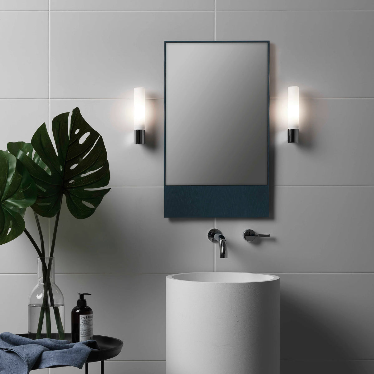 Bari Bathroom Wall Light | Polished Chrome | White Glass | G9 | IP44