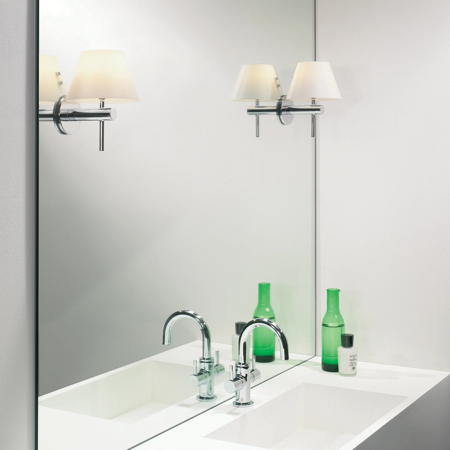 Roma Bathroom Wall Light | Matt Black | White Glass Shade | G9 | IP44