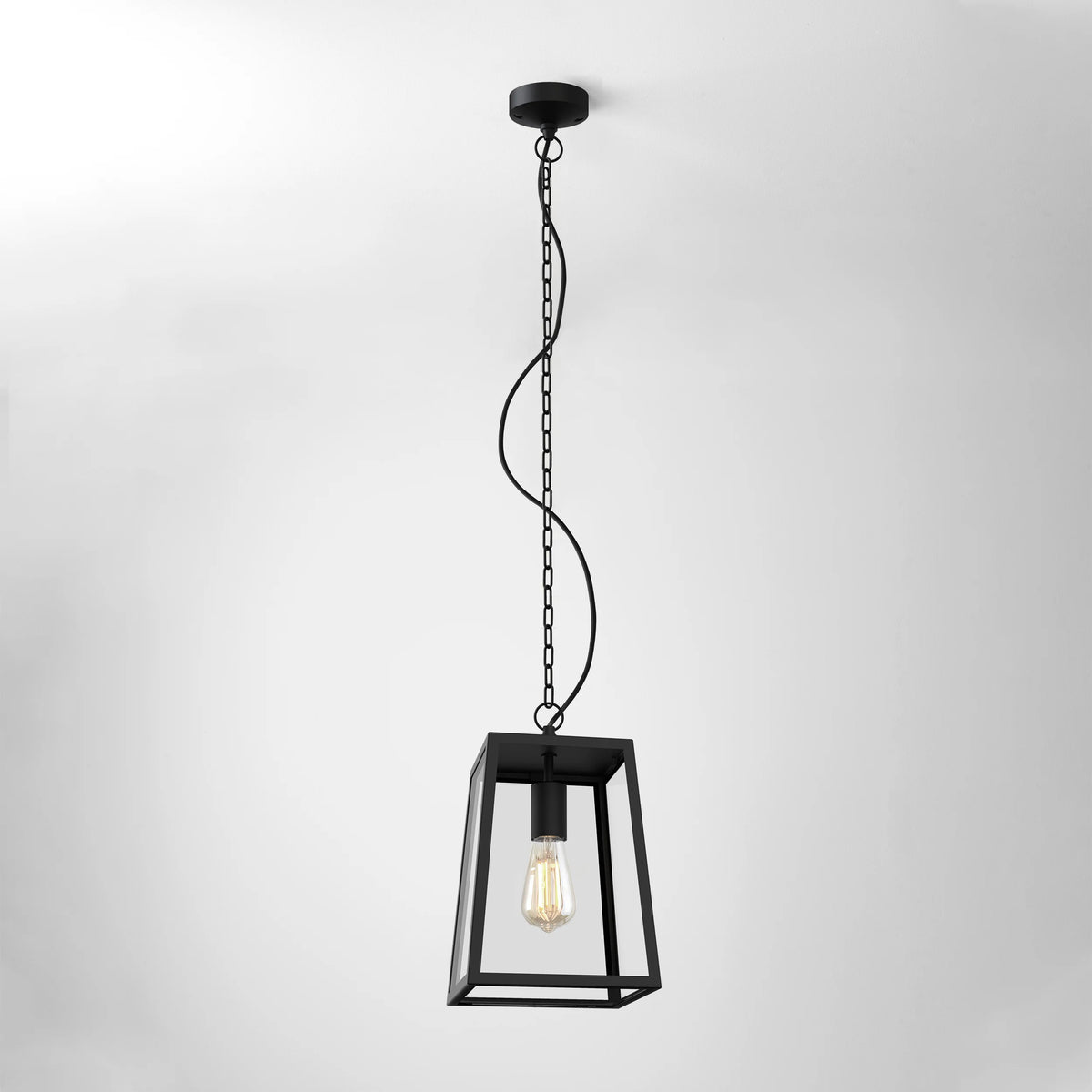 Calvi Single Cage Pendant Light | Matt Black | E27 | IP23