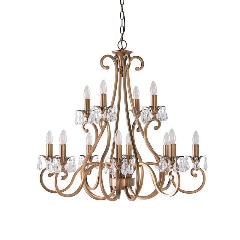 Oksana Antique Brass Finish 12 Light Chandelier UL1P5N