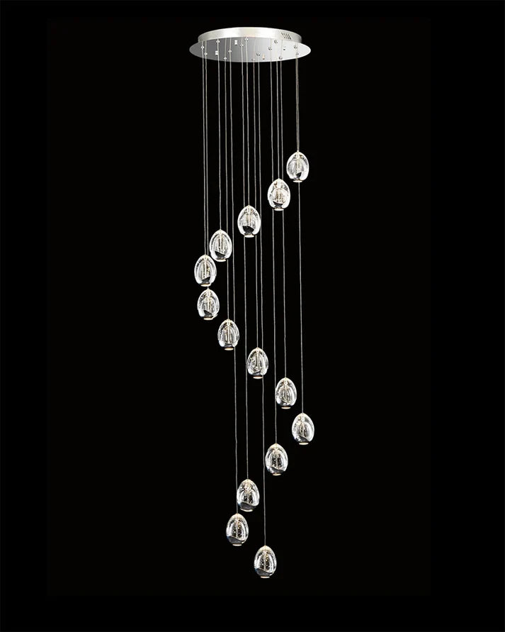 Terrene 14Lt Spiral Pendant Chrome Dimmable Illuminati Light MD13003023-14A CHR