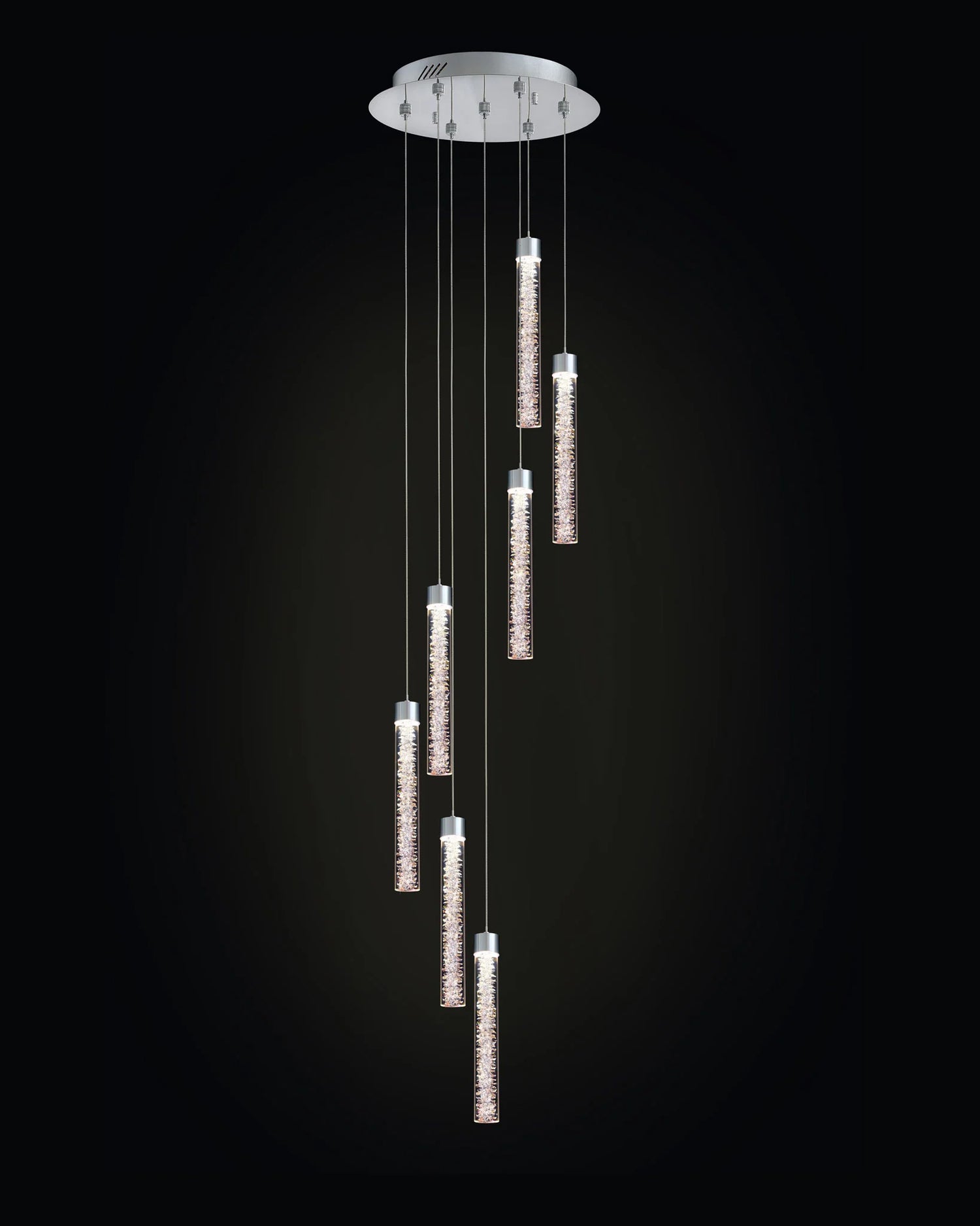 Crackle 7LT Round Pendant Chrome Illuminati Light