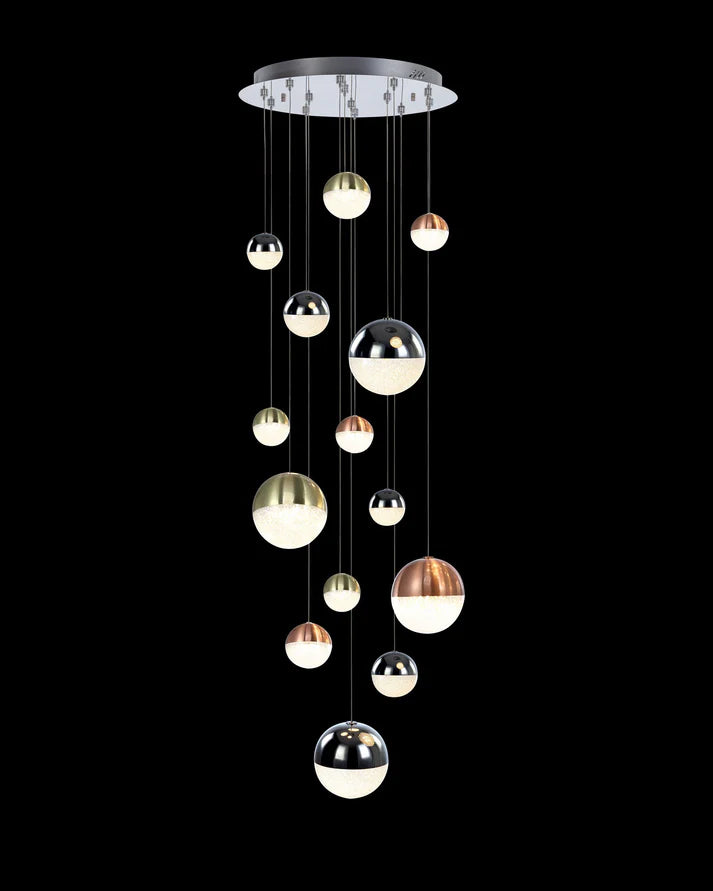 Eclipse 14Lt Round Pendant Mix Size and Colour Dimmable Light