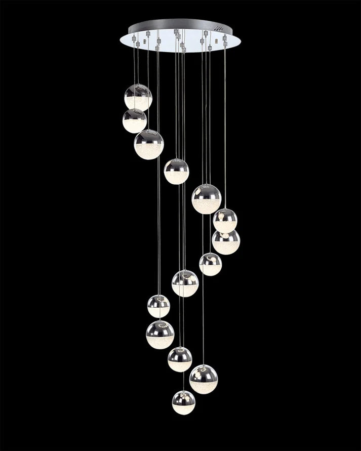Eclipse 14Lt Round Pendant Mix Size Dimmable Chrome