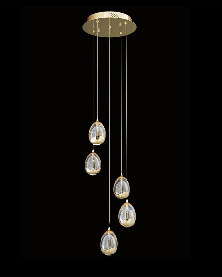 Terrene 5Lt Spiral Pendant Gold Dimmable Illuminati Light