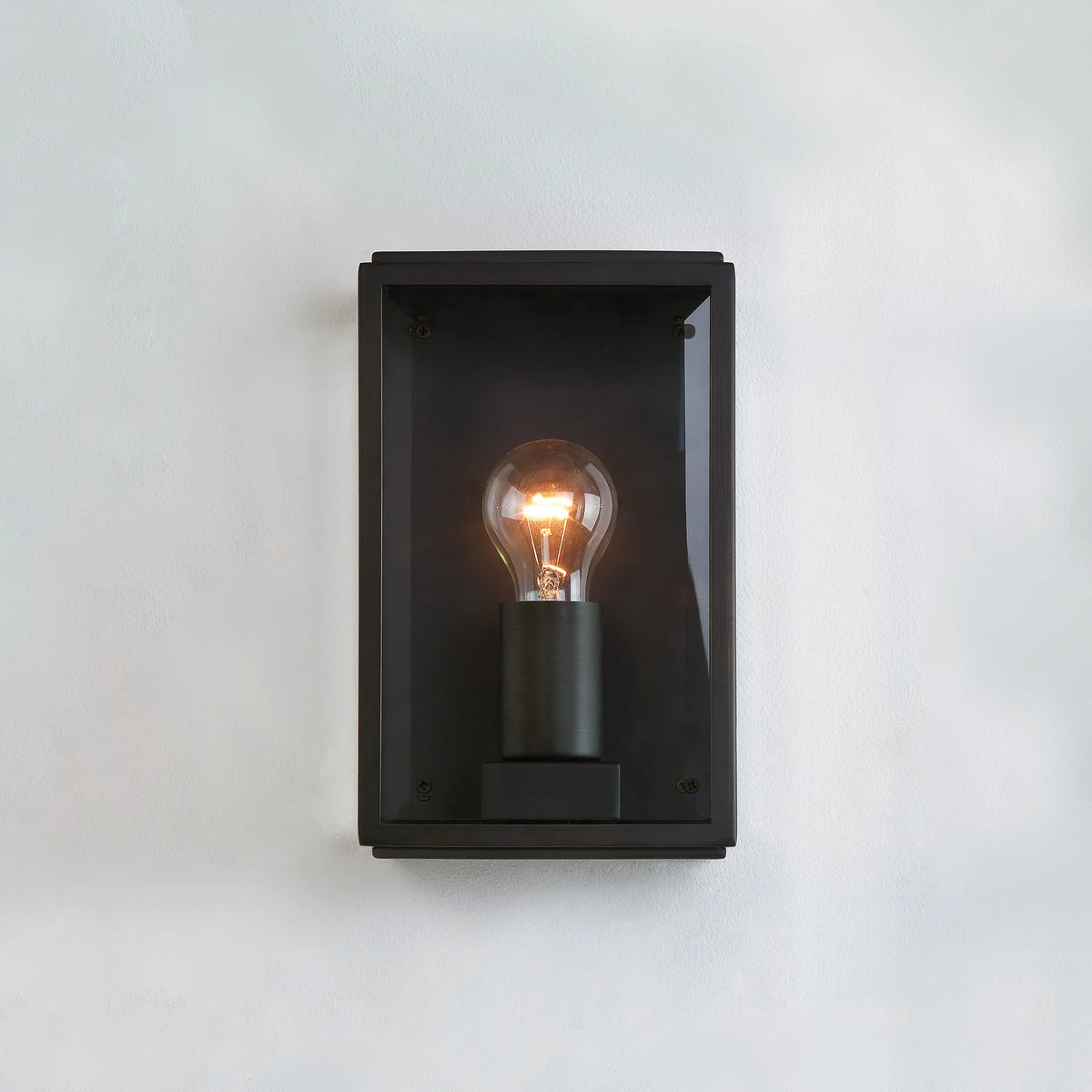 Homefield 160 Box Wall Lantern | Matt Black | Clear Glass | E27 | IP44