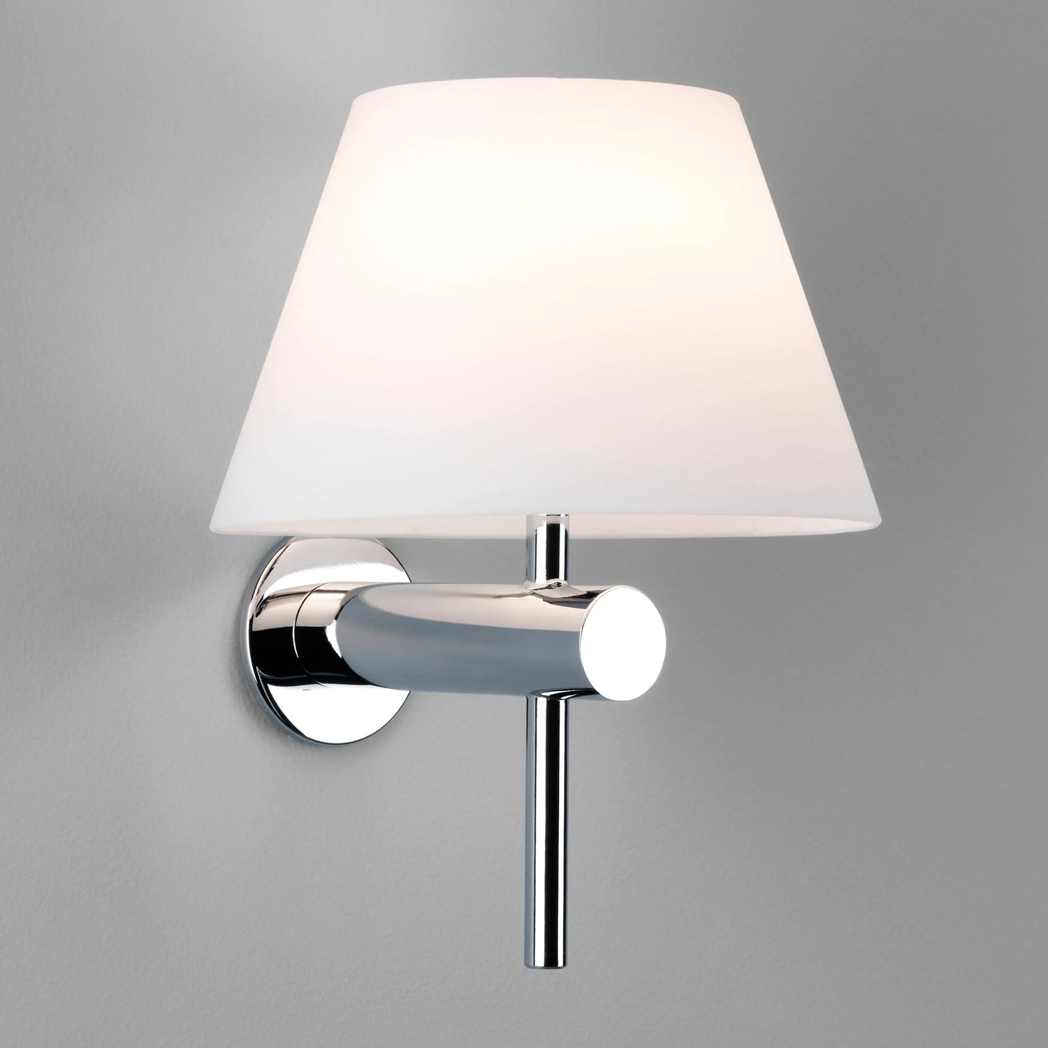 Roma Bathroom Wall Light | Polished Chrome | White Glass Shade | G9 | IP44