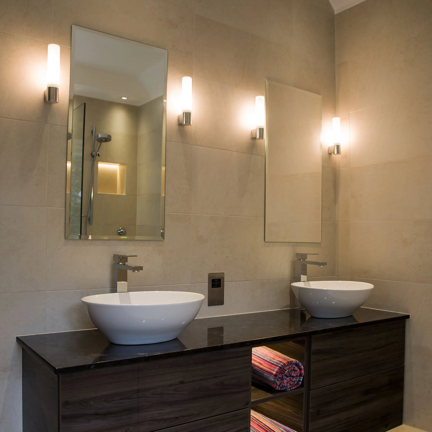 Bari Bathroom Wall Light | Polished Chrome | White Glass | G9 | IP44