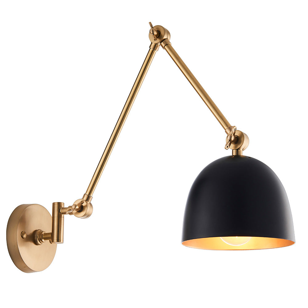 Endon Lighting 93142 Lehal Antique Brass/Matt Black 10W E27 Swing Arm Wall Light