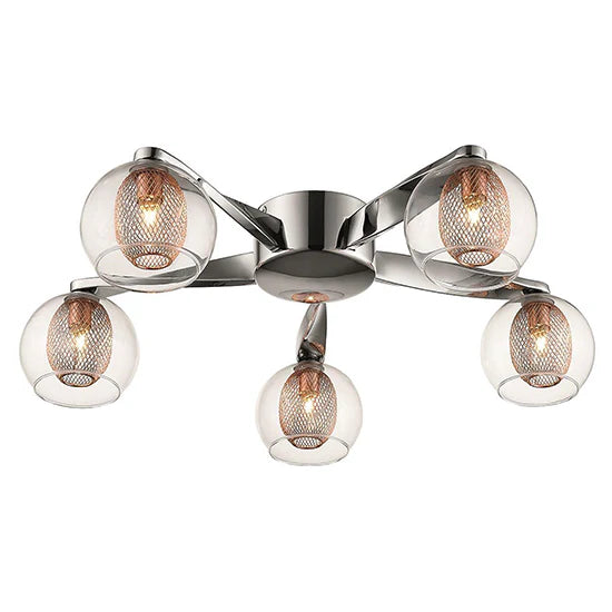 Canonbury 5 Bulbs Flush Ceiling Light In Copper Canonbury 5 Bulbs Flush Ceiling Light In Copper