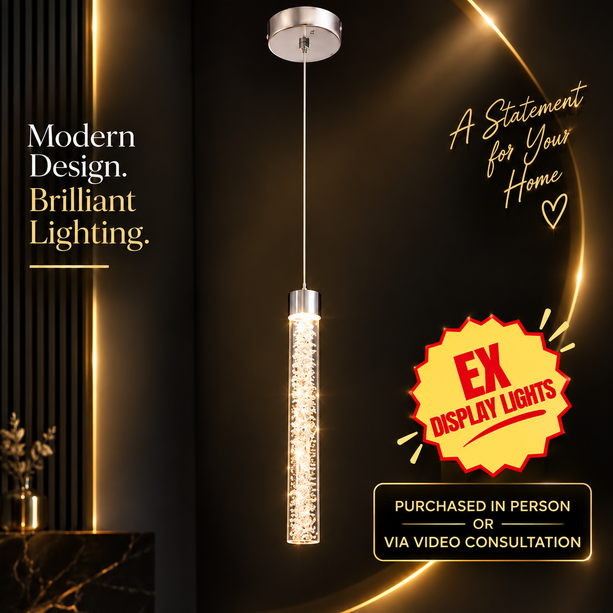 Crackle 1LT Pendant Chrome Illuminati Light