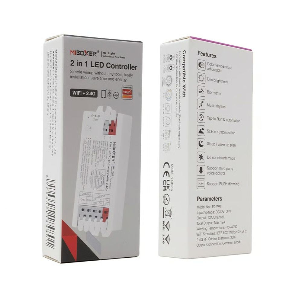 E2WR MiBoxer 2-In-1 Controller / Receiver WiFi / 2.4G RF (12V & 24V)