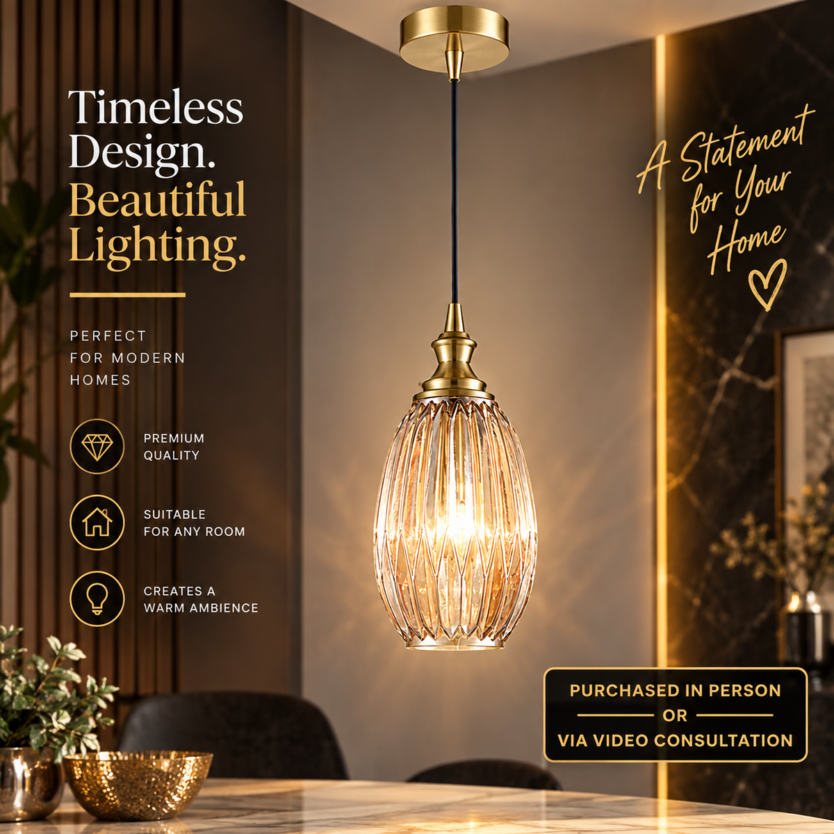 Franklite Refract Single Pendant Light Aged Brass E27