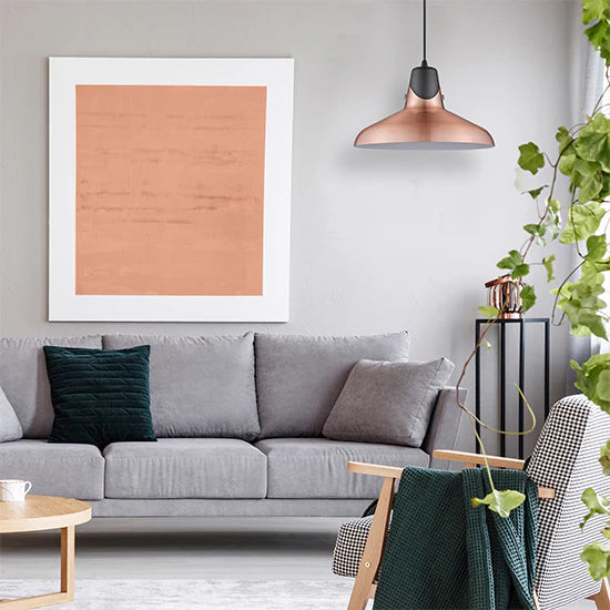 Hanwell 1 Bulb Ceiling Pendant Light In Copper And Matt Black