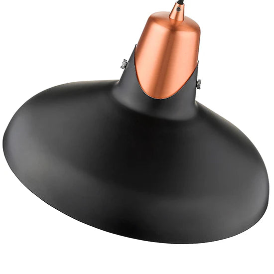 Hanwell 1 Bulb Ceiling Pendant Light In Matt Black And Copper HANW035MB1PEND