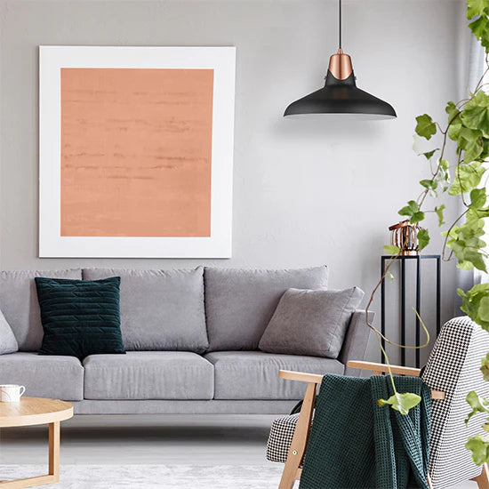 Hanwell 1 Bulb Ceiling Pendant Light In Matt Black And Copper HANW035MB1PEND