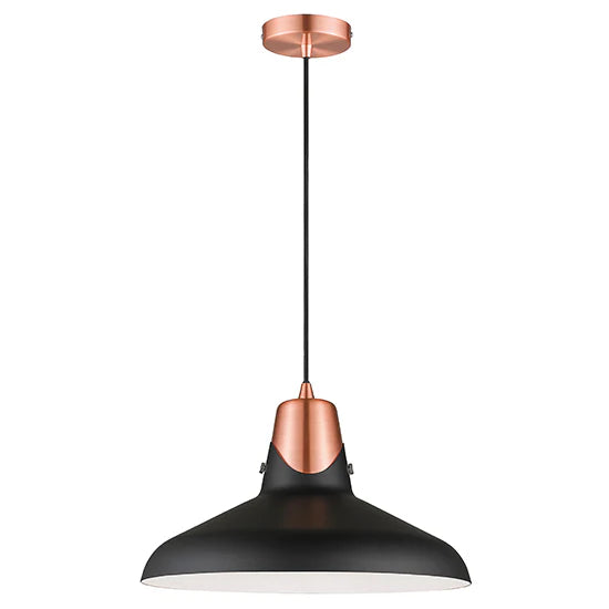 Hanwell 1 Bulb Ceiling Pendant Light In Matt Black And Copper HANW035MB1PEND