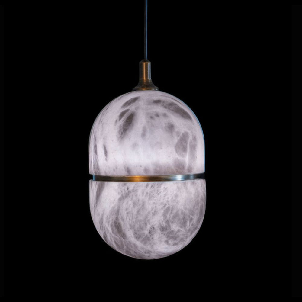 Illuminati - Lighting - Alabaster Collection Alabaster Banded Elipse Pendant Antique Brass MD70023-1A