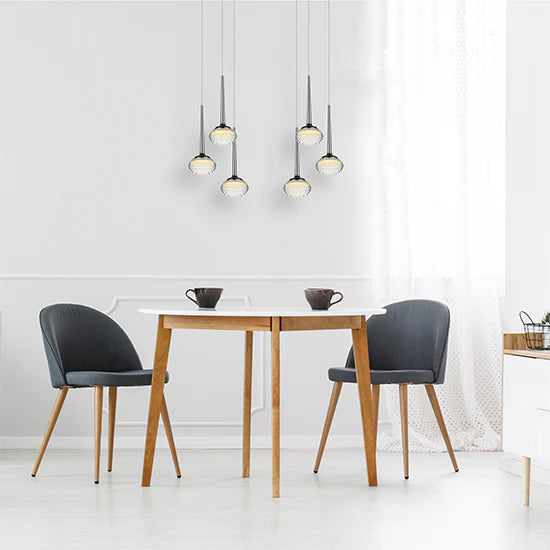 Lola 6 Rigid Glass Dome Decorative Ceiling Pendant Light In Chrome LOLA006CH6DECO