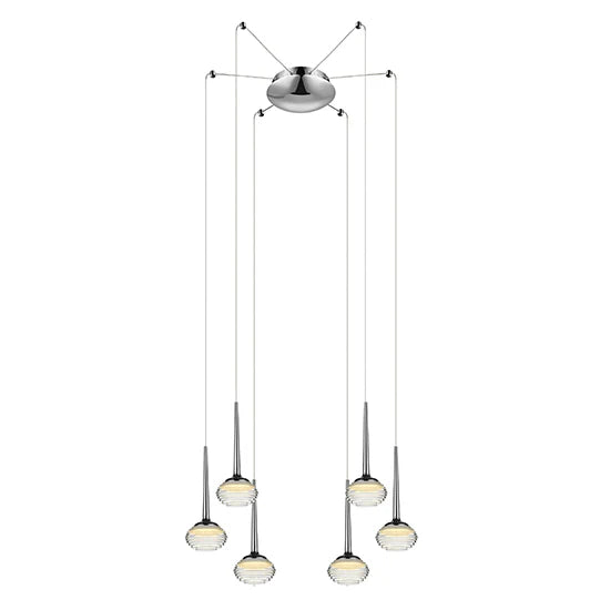 Lola 6 Rigid Glass Dome Decorative Ceiling Pendant Light In Chrome LOLA006CH6DECO