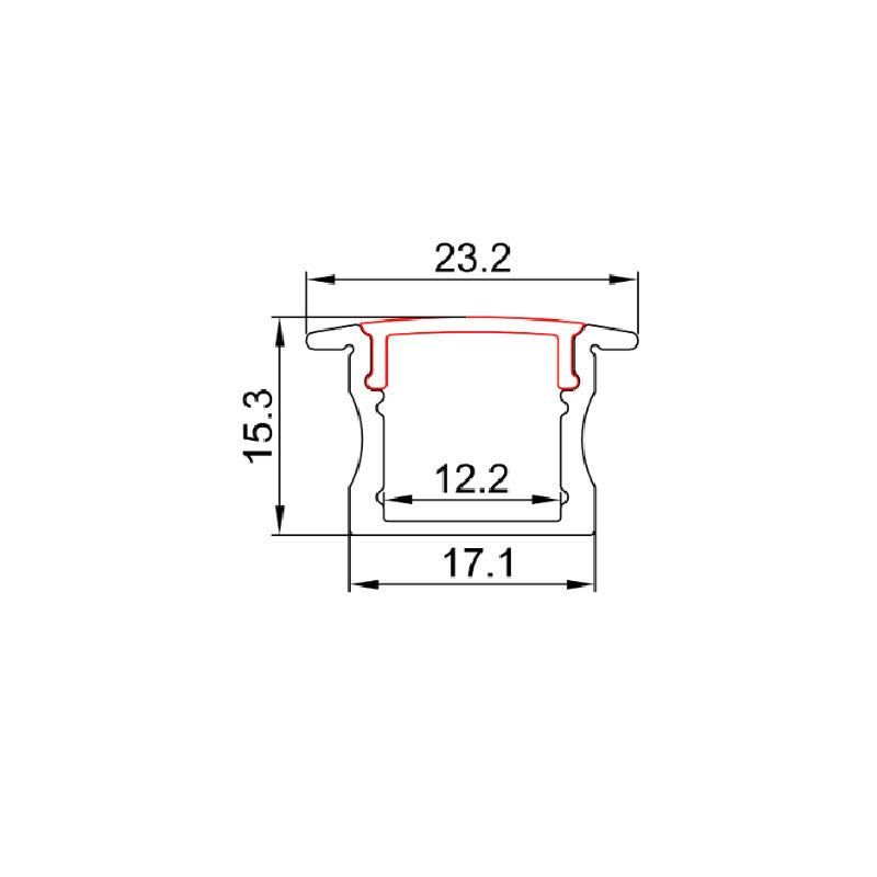 15mm recessed aluminum LED profile with flange  Option PC opal matte diffuser LUK-003-R
