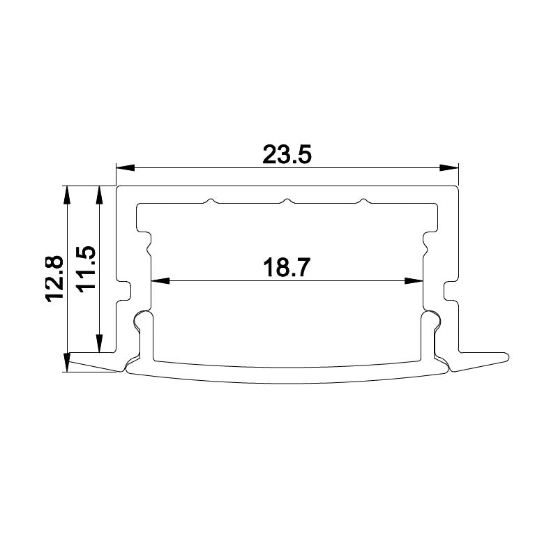 Recessed Aluminum LED profile with flange  Option PC opal matte diffuser LUK-013-R