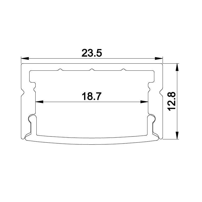 Aluminum LED profile without flange  Option PC opal matte diffuserLUK-014-R