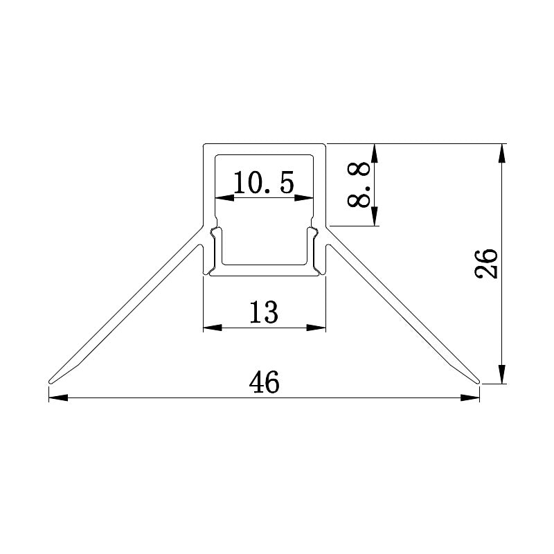Recessed Aluminium LED profile for inside corner for drywall use with holes on the flange Option PC diffused cover (3M/PCS) LUK-069-R