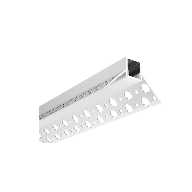Recessed Aluminium LED profile for inside corner for drywall use with holes on the flange Option PC diffused cover (3M/PCS) LUK-069-R