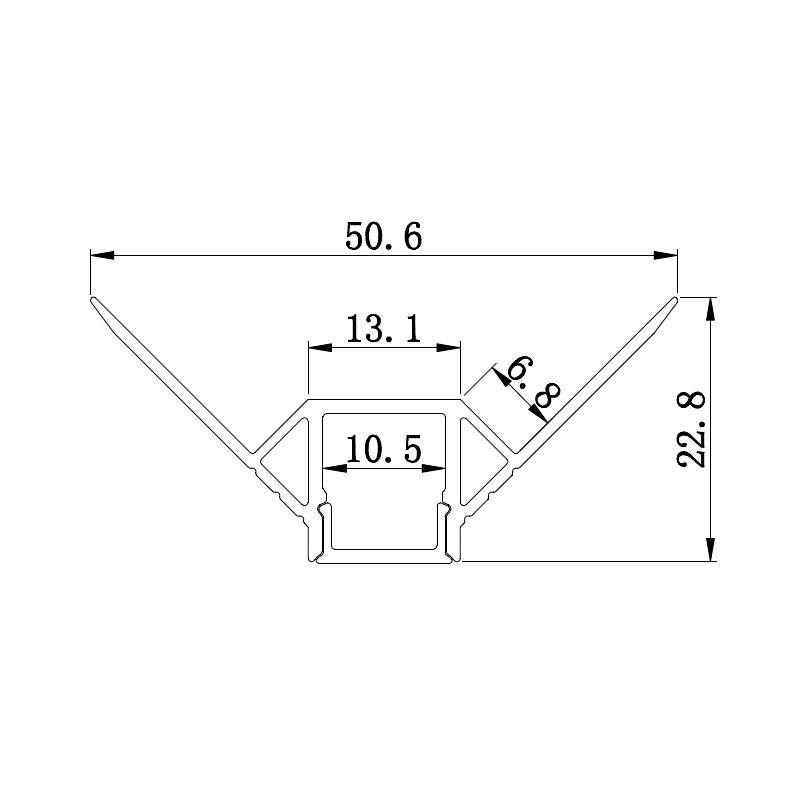 Recessed Aluminium LED profile for outside corner for drywall use with holes on the flange Option PC diffused cover (3M/PCS) LUK-070-R