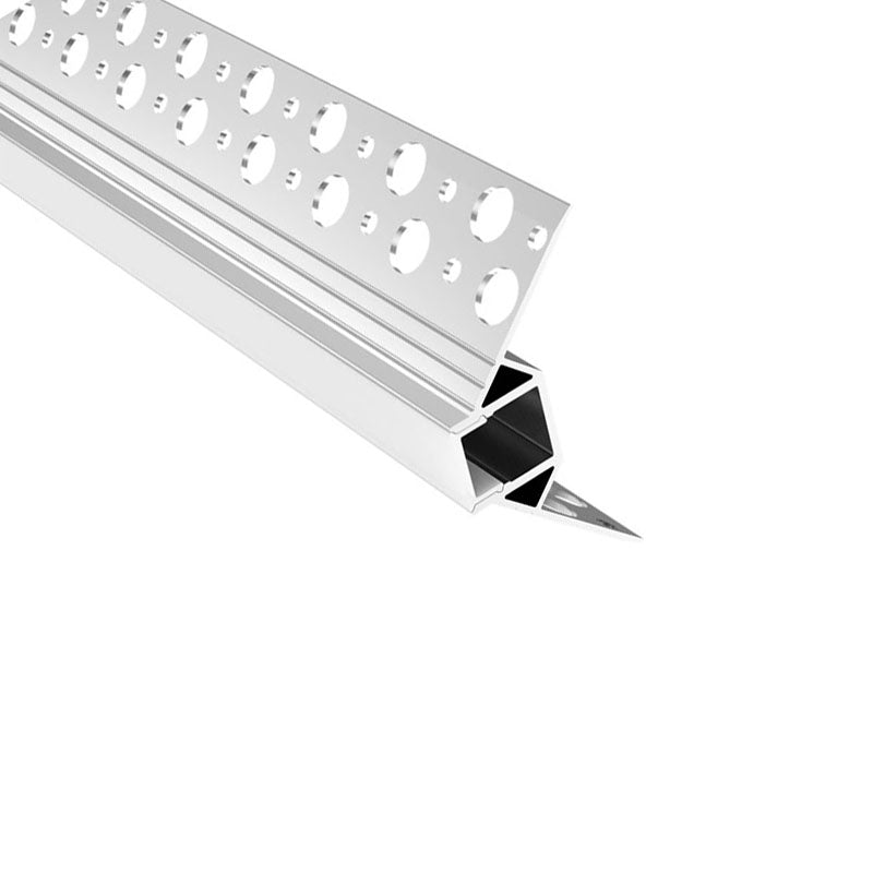 Recessed Aluminium LED profile for outside corner for drywall use with holes on the flange Option PC diffused cover (3M/PCS) LUK-070-R