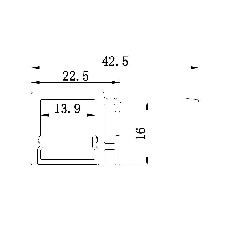 Aluminum LED Profile with Single Flange – Recessed into 5/8″ Drywall PC Diffused Cover, 3M/PCS - LUK-084-3M