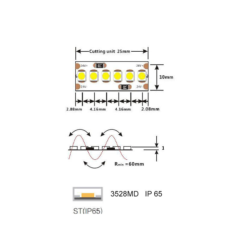 24V LED Tapes Light 19.2W/m – 3528SMD 240 LEDs/m IP65 UK-D3240-IP65