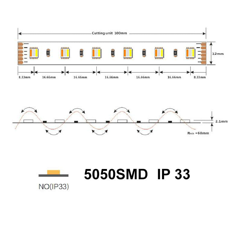 24V RGB + Warm White LED Tapes – 19.2W/m, 5050SMD, 60 LEDs/m, IP33 LUK-D560-IP33