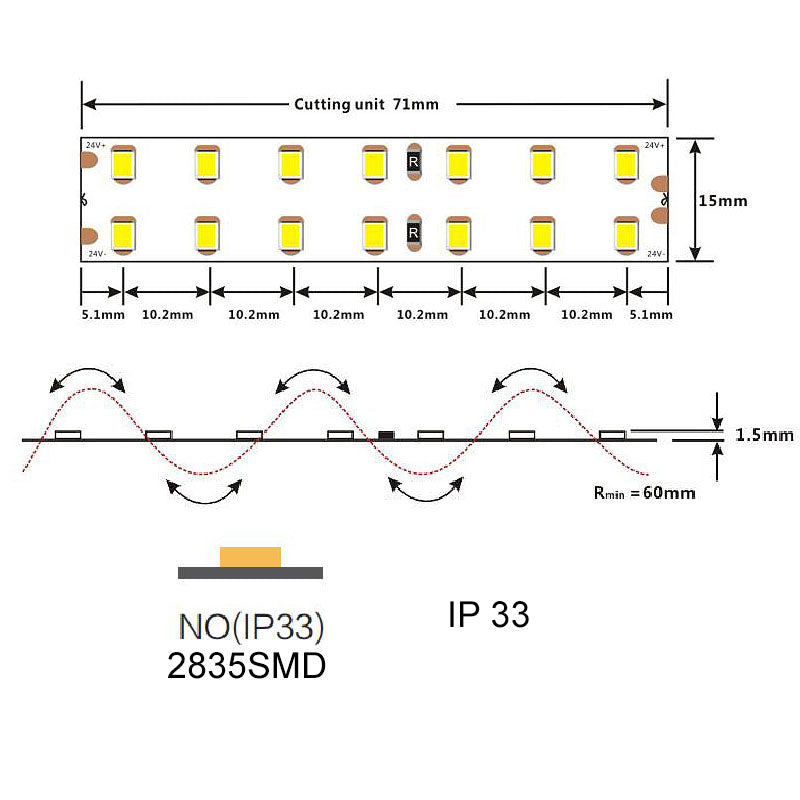 24V LED Taps Light 20.2W/m – SMD2835 196 LEDs/m LUK-D8196-IP33