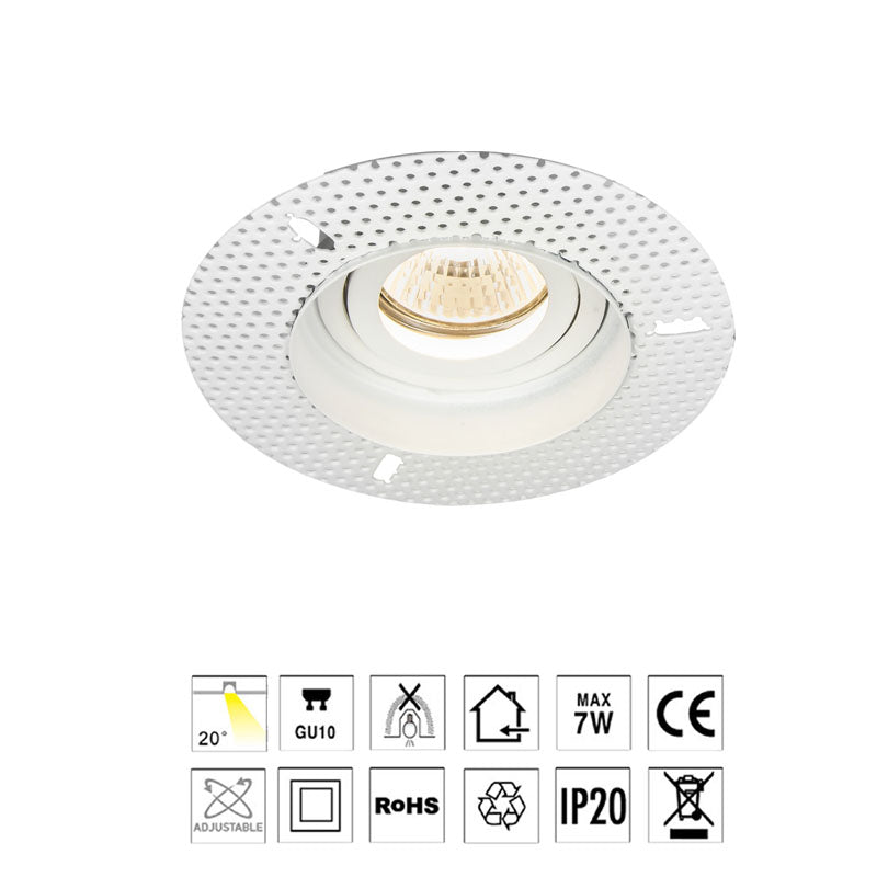 IP20, Round Trimless- TILT, downlight- Cutout 80mm LUK-TS6732-MW