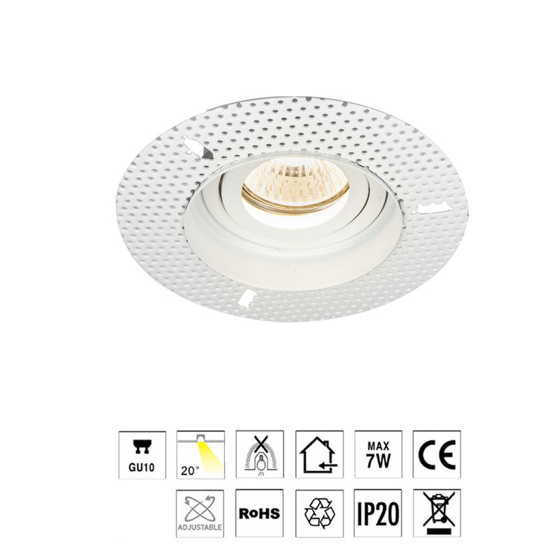 IP20, Round Trimless- TILT, downlight- Cutout 80mm LUK-TS6732-MW
