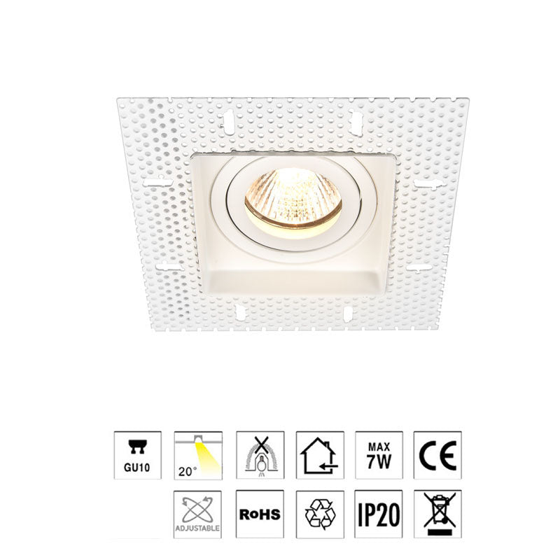 IP20, Square Trimless- TILT downlight- Cutout 80mm LUK-TS6733-MW