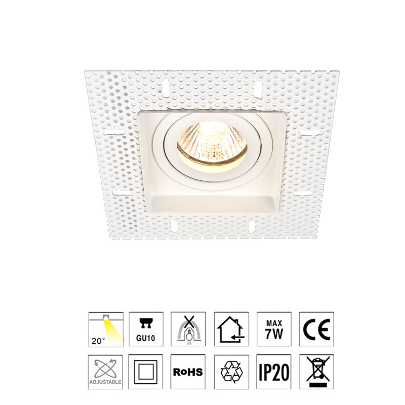 IP20, Square Trimless- TILT downlight- Cutout 80mm LUK-TS6733-MW