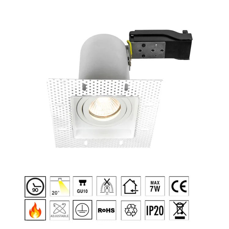IP20, Square Trimless- TILT downlight- Cutout 80mm LUK-TS6766-MW