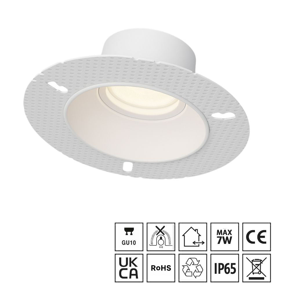 IP65, Round Trimless downlight - Cutout 85mm - Matt White LUK-TS8028-MW