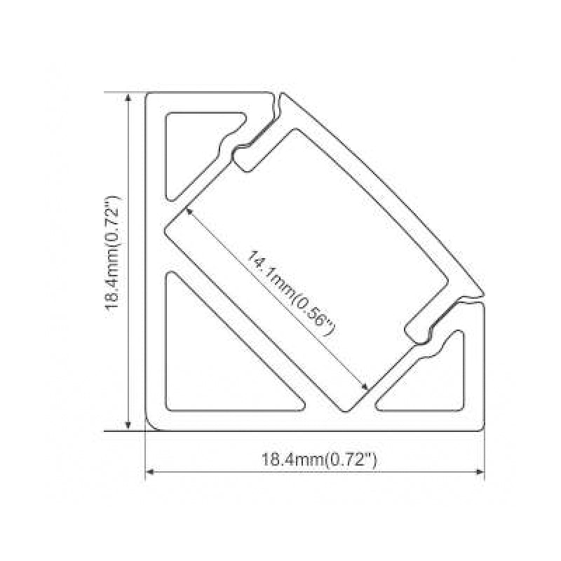 Square Aluminium LED Profile – PC Opal Matte Diffuser, 3M/PCS LUK007-R