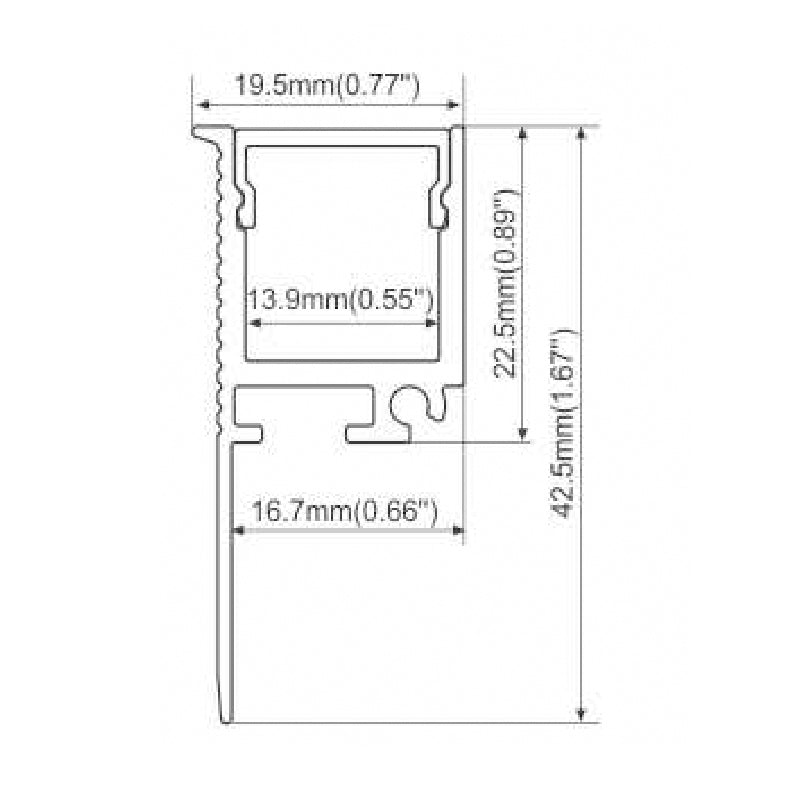 Aluminium LED Profile with Single Flange – Recessed into 5/8" Drywall, PC Diffused Cover, 3M/PCS LUK084-S