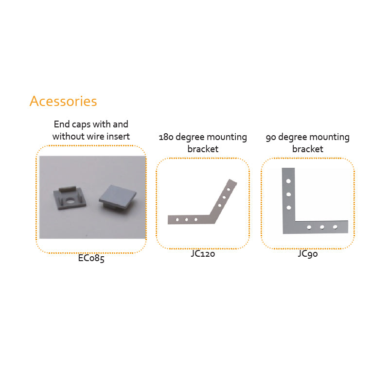 Recessed Aluminium LED Profile for Drywall with Flange Holes – PC Diffused Cover, 3M/PCS LUK085