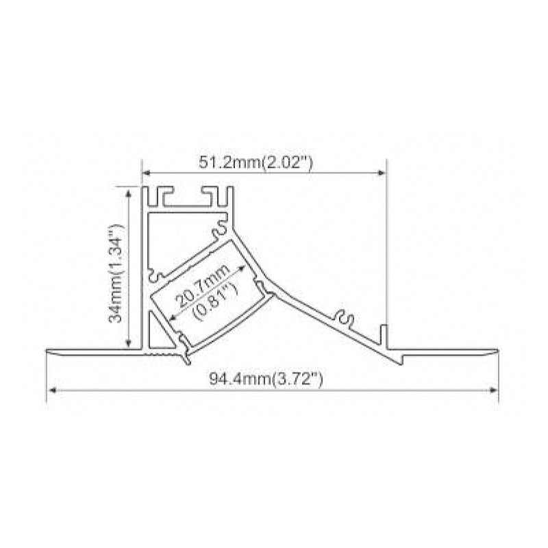 Aluminium LED Profile with Single Flange – Recessed 5/8" Drywall, PC Diffused Cover, 3M/PCS LUK126