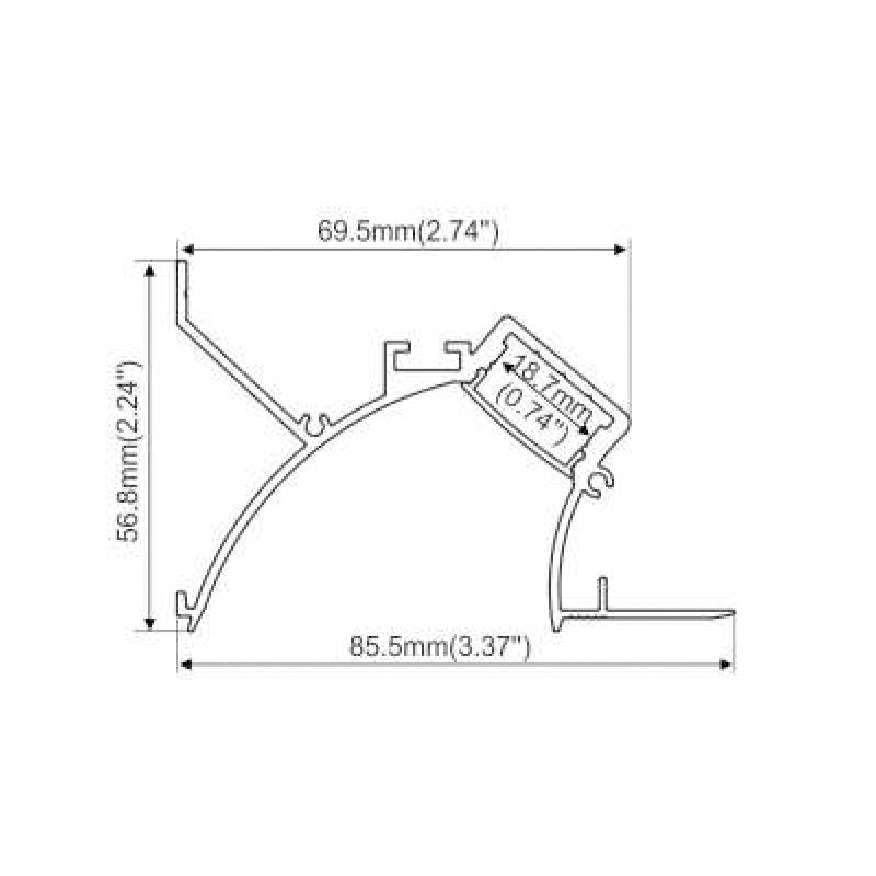 Aluminium LED Profile with Single Flange – Recessed into 5/8" Drywall, PC Diffused Cover, 3M/PCS LUK127