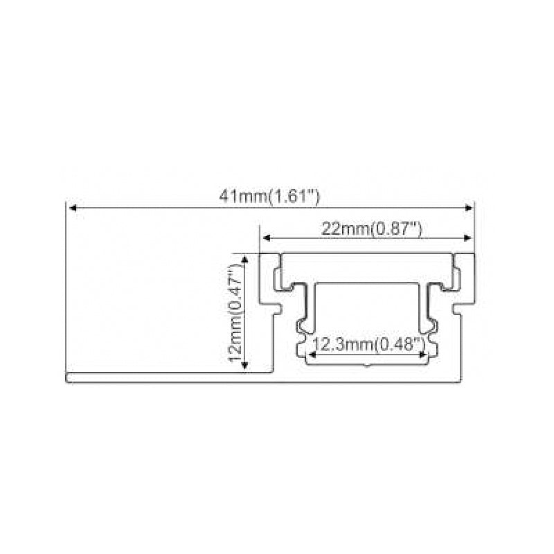 Trimless Recessed Aluminium Profile for Wall or Ground – PC Opal Diffused Cover, 2M/PCS LUK132
