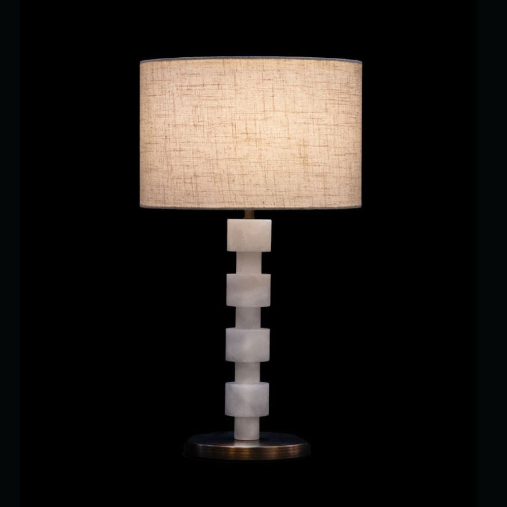 Illuminati - Lighting - Alabaster Round Stacked Table Lamp Antique Brass MT250328-1B