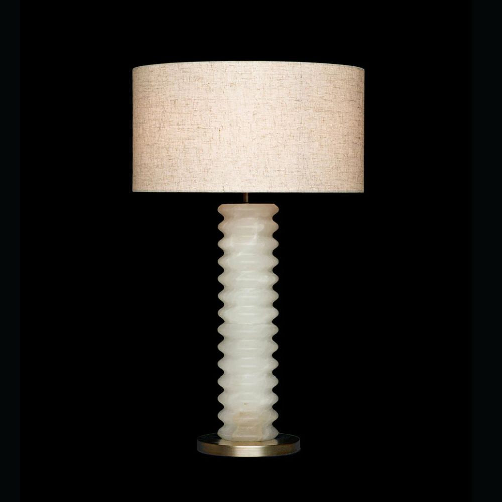 Illuminati - Lighting -  Alabaster Tall Ribbed Table Lamp Antique Brass MT250328-1C