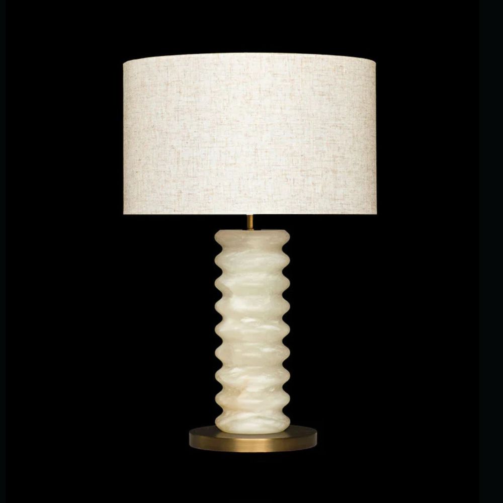 Illuminati - Lighting -  Alabaster Medium Ribbed Table Lamp Antique Brass MT250328-1D